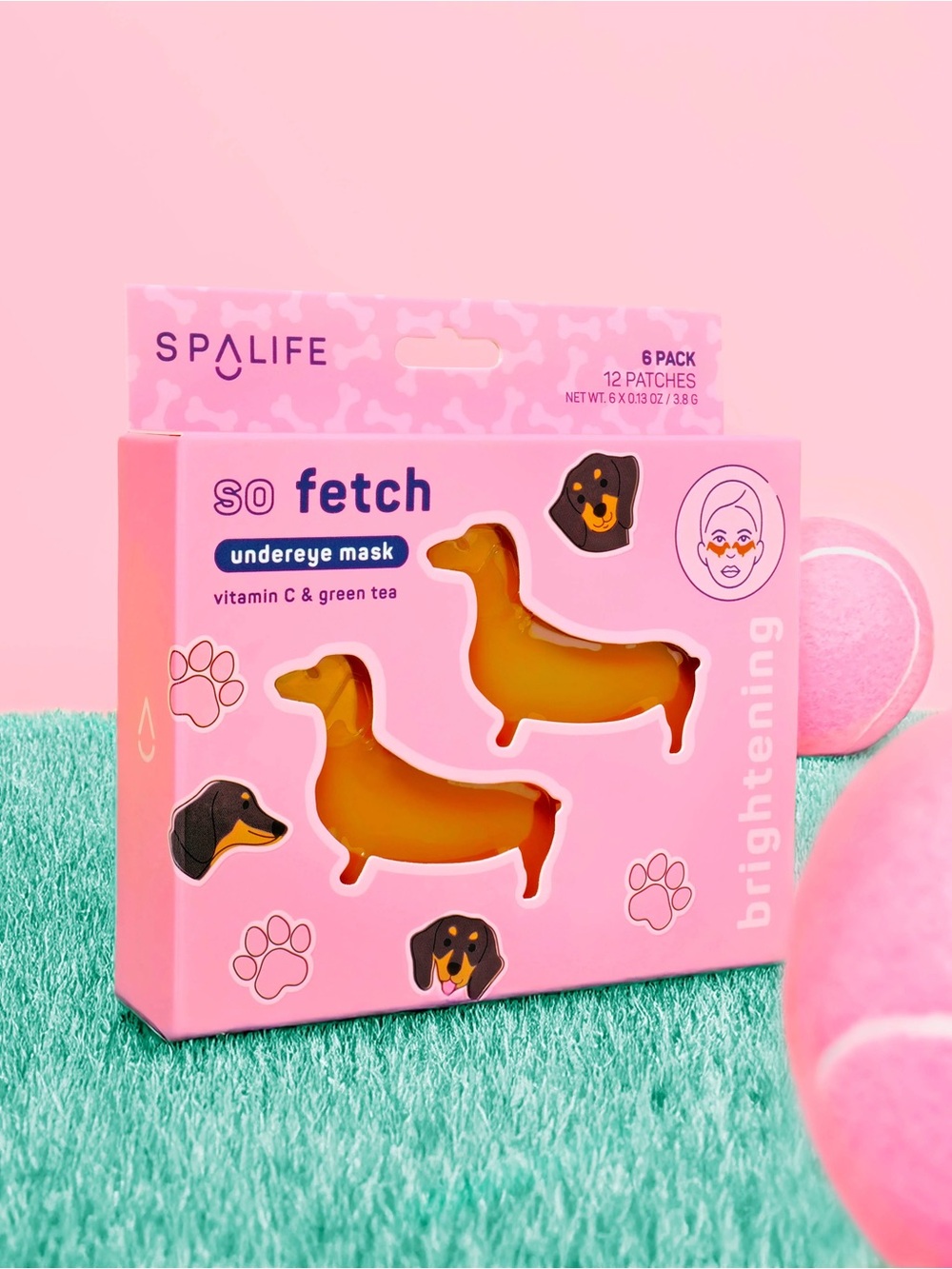 So Fetch Dachshund Brightening Under Eye Masks - Vitamin C & Green Tea (8 Pairs)